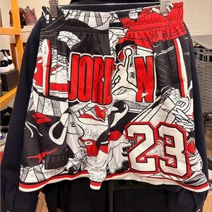 Jordan Red and Black Patterned Shorts